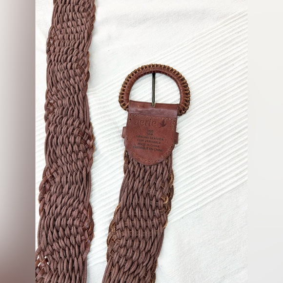 Aerie Boho Brown Leather Braided Belt - Picture 6 of 9